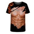 thumbnail image 3 of EQWLJWE Men's Short Sleeve Tee Men Casual Round Neck Muscle 3D Digital Printing Pullover Fitness Sports Shorts Sleeves T Shirt Blouse, 3 of 4