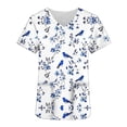 thumbnail image 4 of Scrub Tops for Women V Neck Short Sleeve Pockets Relaxed Fit Professional Medical Workwear Graphic Printed Performance Uniform Tee Shirt, 4 of 5