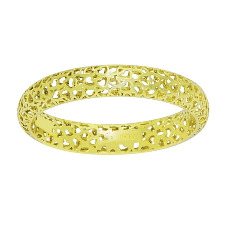 American Designs 10kt Solid Yellow Gold Stackable Heart Pattern Cut Out Ring 3 Dimensional (3D), Size 7