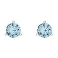 thumbnail image 3 of Clara Pucci 1 ct Brilliant Round Cut Solitaire Studs VVS1 Genuine Conflict free Blue Zircon Solid 18K White Gold Designer Everyday Earrings Screw back, 3 of 5