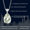 thumbnail image 2 of Gem Stone King 925 Sterling Silver Pear Shape Green Prasiolite and White Moissanite Pendant Necklace for Women (10.02 Cttw, with 18 inch Chain), 2 of 4