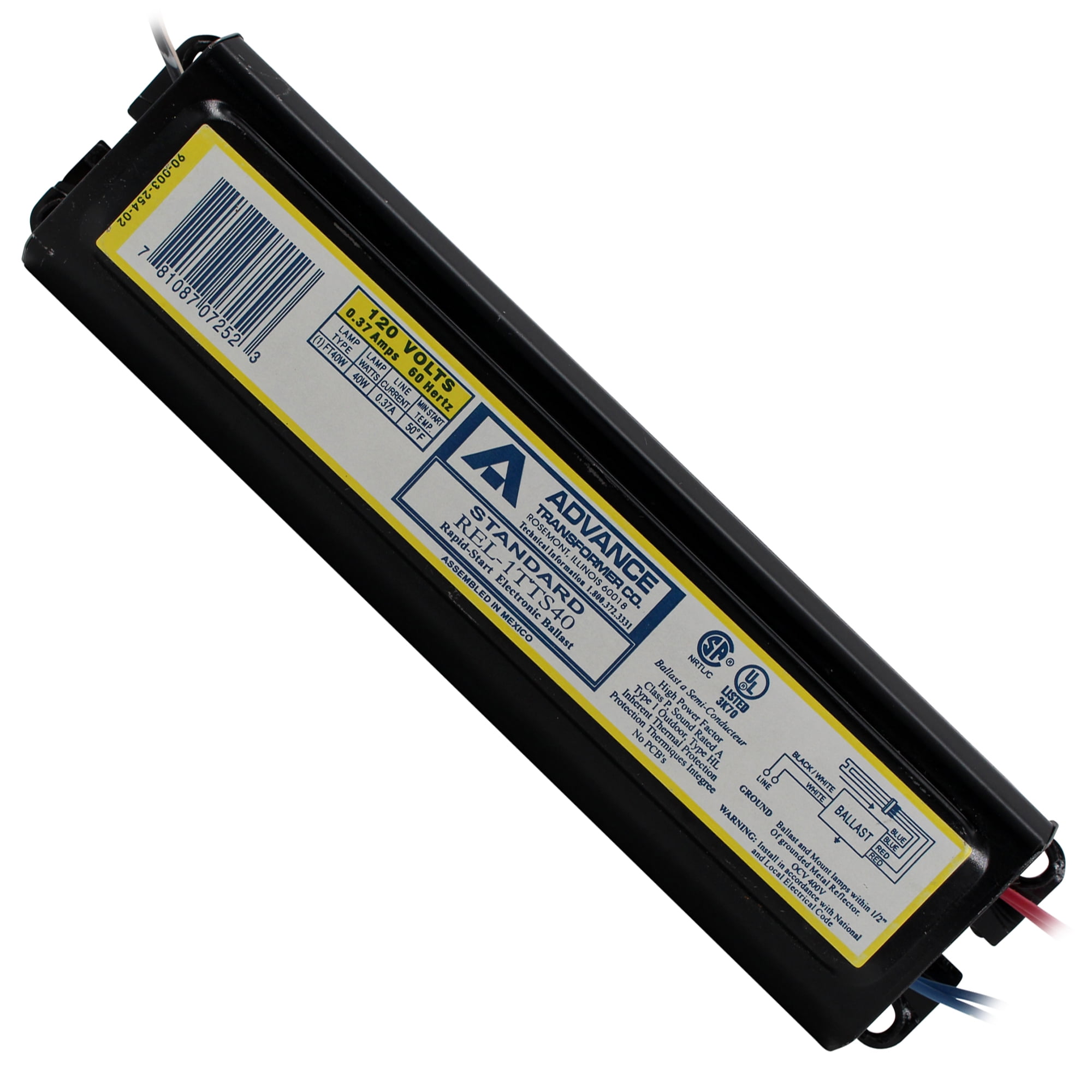 Advance REL1TTS40 Compact Fluorescent Ballast, 1Lamp, 40W, FT FT40W