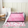 thumbnail image 2 of Cow Print Blanket Twin 60x80 Inch Teens , Lovely Cowhide Fleece Blanket White Pink Kawaii Luxury Soft Bed Blanket, 2 of 4