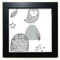 thumbnail image 1 of Cartoon Bird Cage pasto patrón nórdico Mesa de pared con marco cuadrado negro, 1 of 4