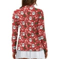 thumbnail image 2 of Yuyamidu Santa Claus Long Sleeve Golf Shirts for Women Candy Canes Tennis Tops Casual Christmas Quarter Zip Athletic Shirt Slim Fit Activewear Size L, 2 of 8