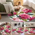 thumbnail image 5 of Round Rugs 5Ft, Pink Floral Round Area Rug Washable Indoor Throw Carpet, Watercolor Flowers Leaves Plants Watercolor Soft Non Slip Circle Rug for Cabinet Bathroom Home Decor Aesthetic, 5 of 8