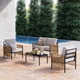 thumbnail image 6 of Jableast Outdoor Patio Furniture Set, 4 Piece Patio Conversation Sets with Coffee Table, HDPE Rope & Aluminum Armrests, All Weather Patio Set with Thick Cushions for Deck, Backyard, Indigo Ink, 6 of 9