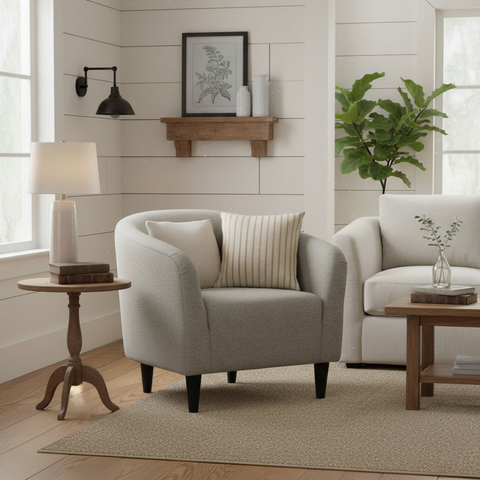 Mainstays Rolled Tub Accent Chair, Zeus Grey