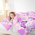 thumbnail image 3 of Erosebridal Flying Butterflies Twin Bedding Sets 7-Piece For Teens,Girls Spring Garden Flowers Bedding Comforter Set,Pink Purple,Pink Reversible, 3 of 6