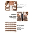 thumbnail image 4 of SHOWMALL Women's Button Down Cardigan Long Sleeve Sweater, Brown Stripe S Soft Ribbed Knit Open Front Sweater with Pockets for Fall Winter, 4 of 8