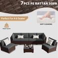 thumbnail image 6 of KIGOTY 7 Piece Outdoor Patio Furniture, Wicker Rattan Outdoor Conversation Set Sectional Sofas for Backyard, Garden, Brown-Gray, 6 of 7
