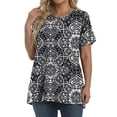 thumbnail image 2 of Fantaslook Plus Size Womens Tunic Tops Short Sleeve Casual Floral Shirts Swing Flare Dressy Blouses, 2 of 8