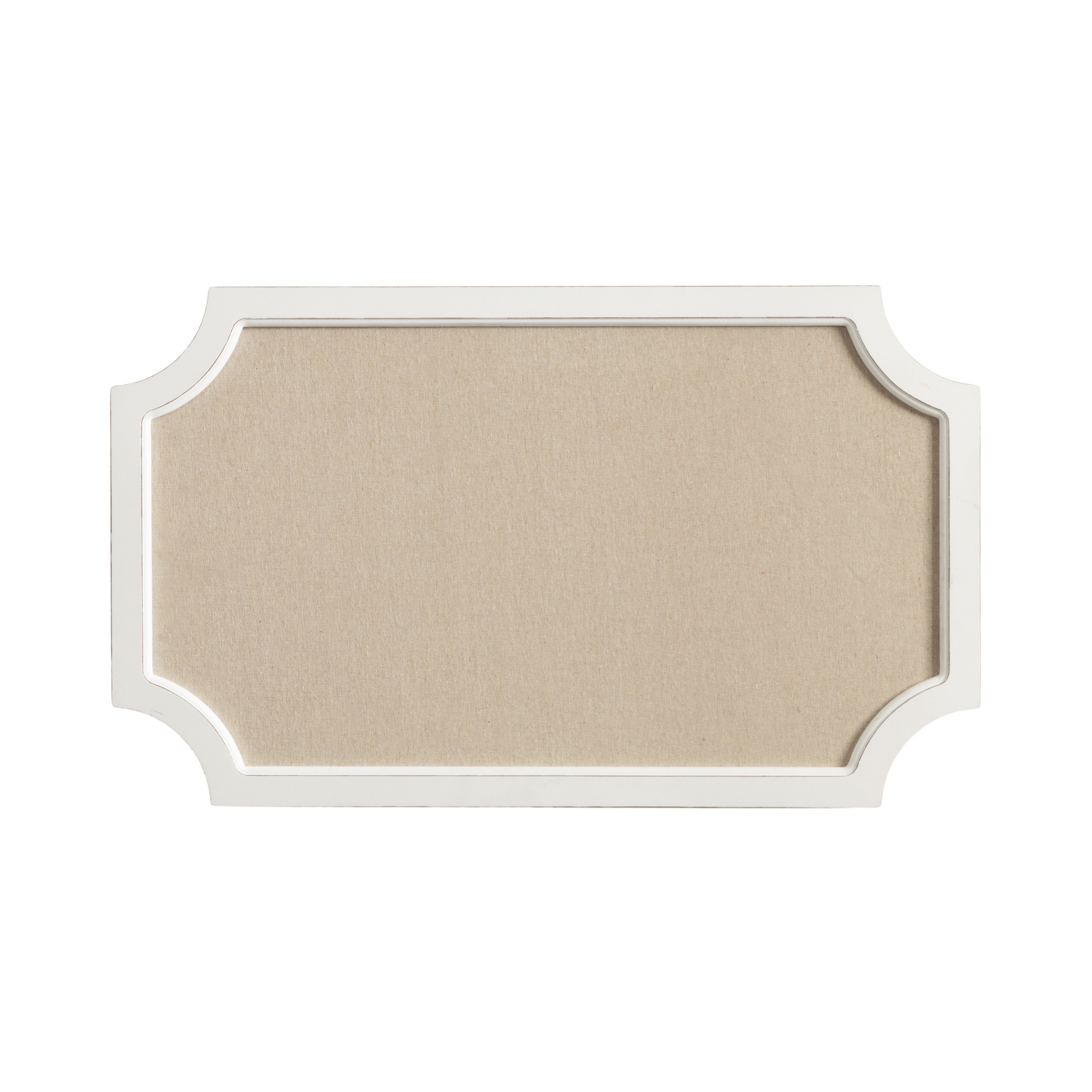 Hogan Framed Scalloped Decorative Wall Pinboard, White, 18 x 30, Rustic Modern Farmhouse Bulletin Board for Wall Organization and Decorative Displays