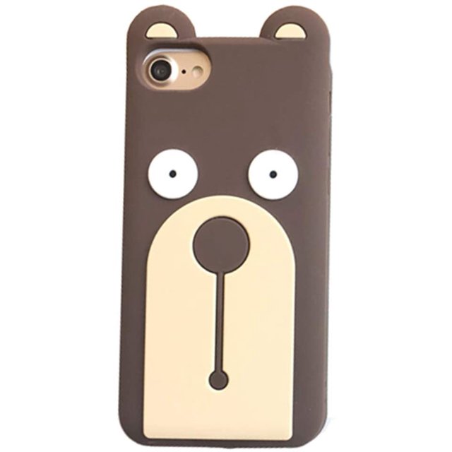 3D Cute Case Compatible with iPhone 7 Plus/iPhone 8 Plus, Cartoon Chicken Brown Bear Animals Soft Silicone Rubber Thick Protective Case Cover (Bear, iPhone 7 Plus / 8 Plus)