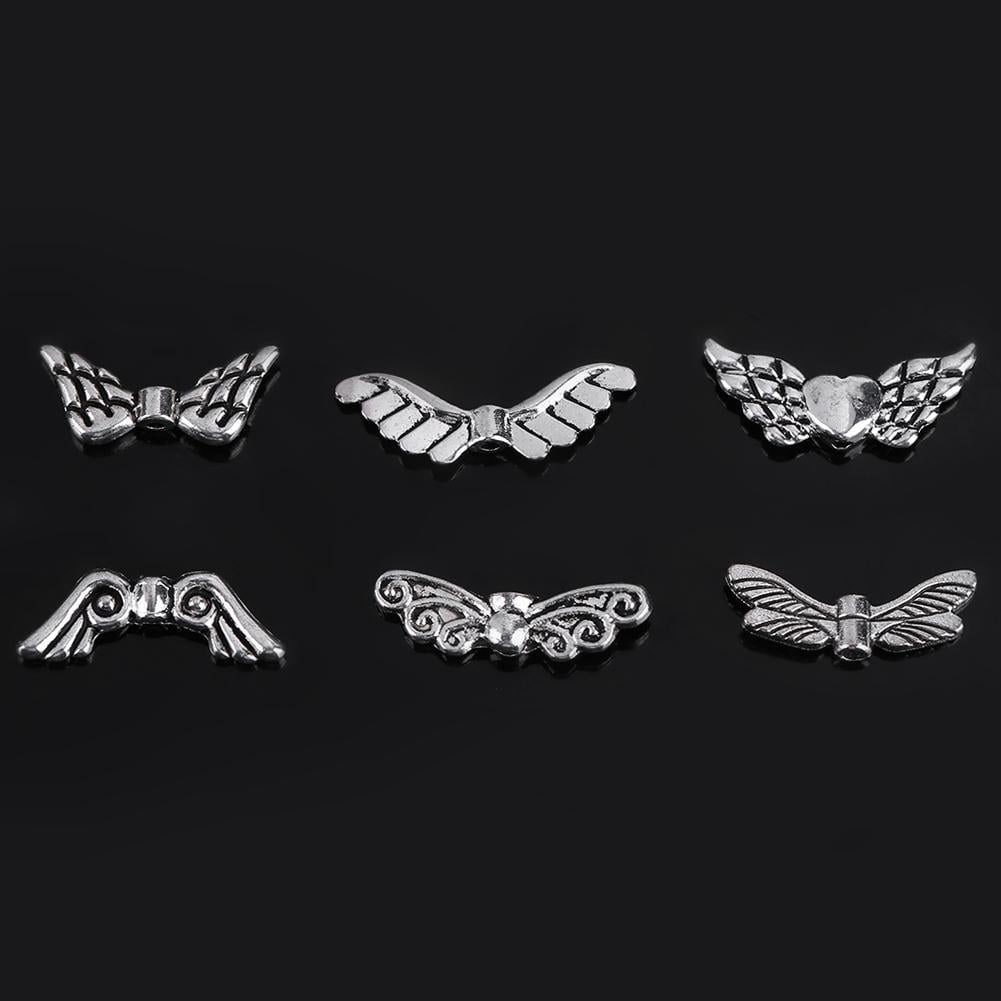 LYUMO 60Pcs 14-26mm Angel Wing Beads Lot DIY Jewelry Findings Making Supplies with Storage Box, DIY Jewelry Findings, DIY Angel Wing Beads