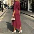 thumbnail image 6 of Bxsruta Womens Dress Midi Length V Neck 3/4 Sleeve High Low Cocktail Dresses, 6 of 7