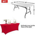 thumbnail image 3 of ICEANT 6FT Stretchable Table Cloth 2 Pack, Spandex Waterproof Table Cover for Rectangular Table, Elastic Wrinkle Resistant Tablecloths for Dining Wedding Party, Red, 3 of 5