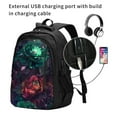 thumbnail image 2 of Balery Red And Green Carnation Mochila con carga USB para hombre y mujer - Mochila impermeable y antirrobo para portátil con puerto USB para viajes, trabajo, estudios y universidad, 2 of 7