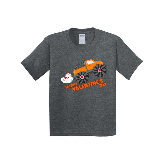 Inktastic Happy Valentine's Day-monster Truck Youth T-Shirt