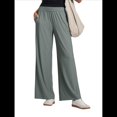 thumbnail image 3 of Pantalones Deportivos Casuales, Cómodos, de Cintura Alta y Pierna para Mujer, con Bolsillos y Sueltos. Verde Pavo Real L, 3 of 6