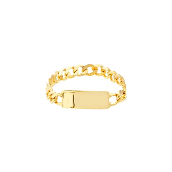 14k Yellow Gold Mini ID Plate Chain Bracelet Ring 6 Inch Identification Bracelet