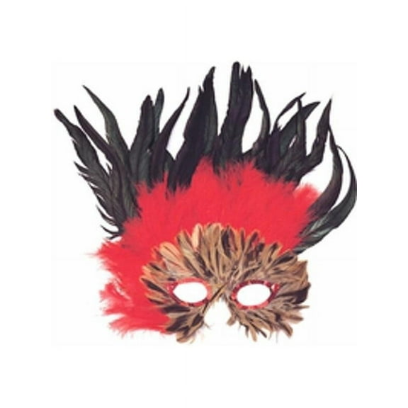 Adult Red & Black Feather Eye Mask