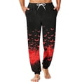 thumbnail image 2 of Domuza Halloween Pajama Pants for Men Casual Stretch Waist Drawstring Jogger Pj Pants Spooky Novelty Print Lightweight Comfy Lounge Sleepwear Red 2XL, 2 of 6