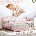thumbnail image 3 of Full Upholstered Kids Bed Frame with LED Lights & Storage Drawer – Cute Velvet Platform Bed for Girls & Boys, No Box Spring Needed, 3 of 6
