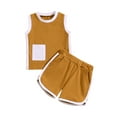 thumbnail image 2 of Musuos Toddler Boys Shorts Set, 3M 6M 12M 18M 24M 3Y Sleeveless Crew Neck Patchwork Tank Top with Elastic Waist Shorts Summer Outfit, 2 of 10