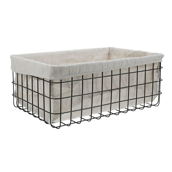 FRCOLOR Iron Art Storage Basket For Kitchen And Living Room Iron Wire Organizer With Removable Lining Cloth For Pantry Shelves And Countertops