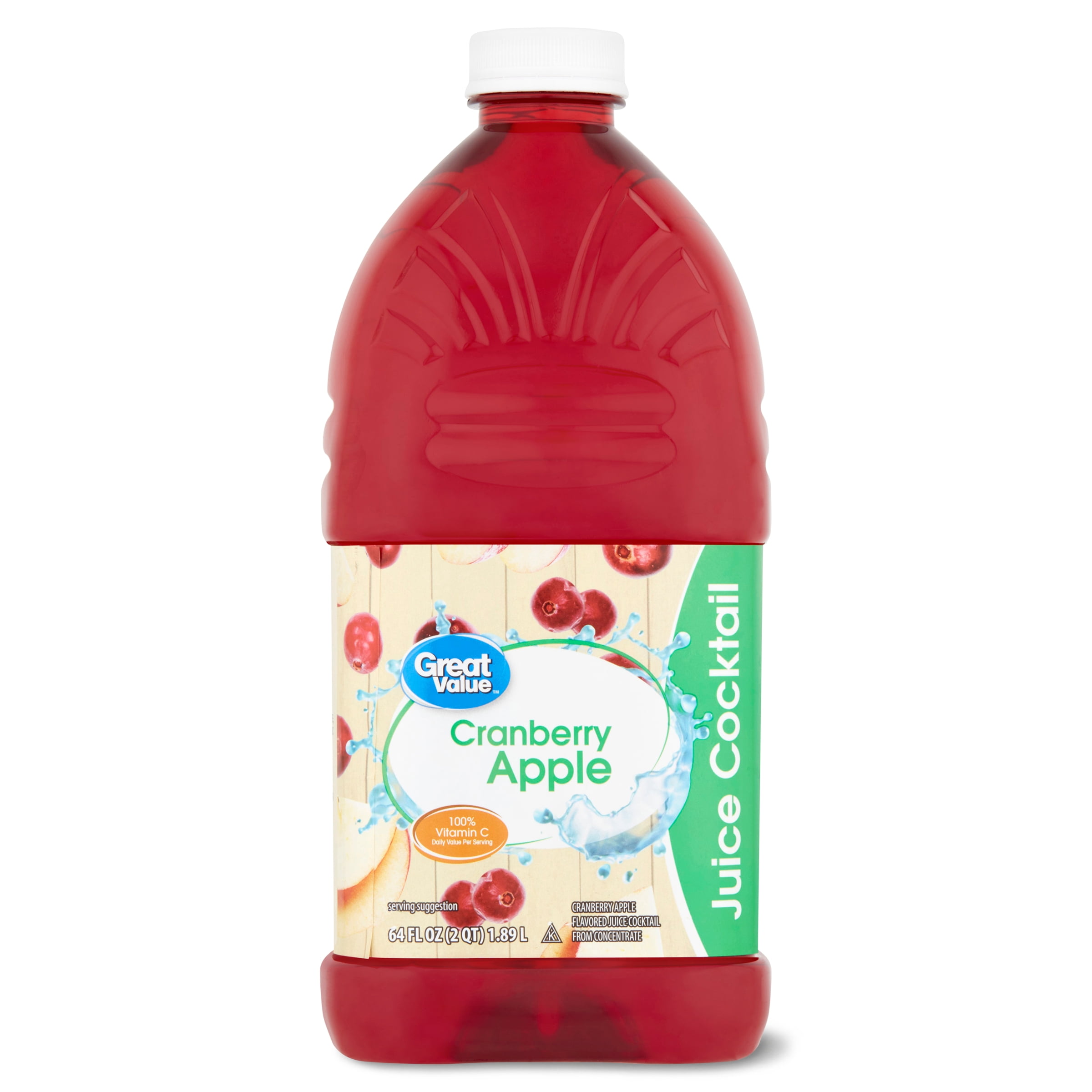 Great Value Juice Cocktail, Cranberry Apple, 64 Fluid Ounces