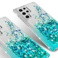 thumbnail image 3 of Liquid Quicksand Glitter Cute Phone Case for Samsung Galaxy S22 Ultra Case for Girls Women Clear Bling Diamond Phone Case Cover - Clear/Teal, 3 of 5