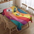 thumbnail image 2 of Colorful Tie Dye Mountain Pattern Rectangle Tablecloth 60"x84",Waterproof Polyester Rectangle Table Cloth, Wipeable Spillproof Polyester Tablecloth for Dining, Camping, Indoor and Outdoor, 2 of 5
