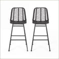thumbnail image 5 of Outdoor Wicker Barstools Set of 2, Modern Gray Faux Rattan Black Iron Frame | Grey | Rattan, 5 of 13