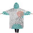thumbnail image 2 of Oversized Wearable Blanket Hoodie,Orange Floral and Petal Pattern Sherpa Blanket Hoodie with Super Pockets,Super Warm Fuzzy Pullover for Women & Men, 2 of 6