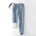 thumbnail image 2 of Women's Red and White Striped Pajama Pants with Faux Fur Cuffs Cozy and Festive Sleepwear for Winter, 2 of 4