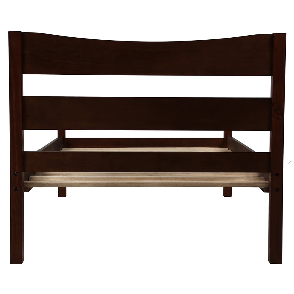 Classic Platform Beds with Headboard, Wood Bed Frame for Bedroom, Espresso