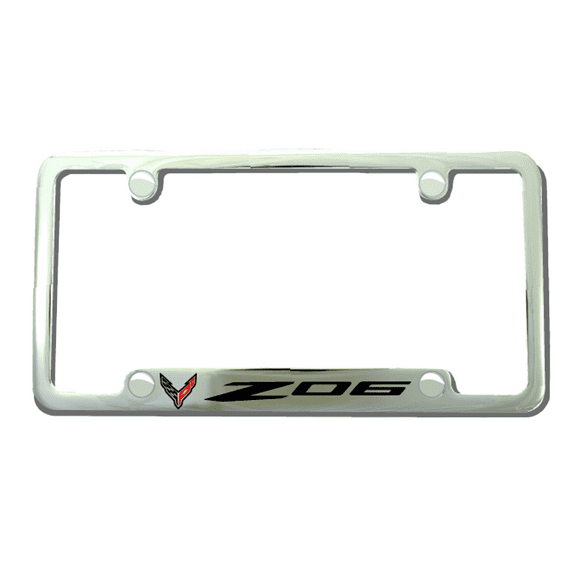Chevrolet Corvette Z06 Logo Chrome Brass License Plate Frame Official Licensed
