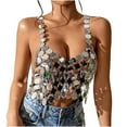 thumbnail image 4 of Levmjia Womens Tank Tops Fashion Halter Sleeveless V Neck Sequined Chain Beaded Slim Casual Blouse For Daily Wear Versatile Daily Wear, 4 of 9