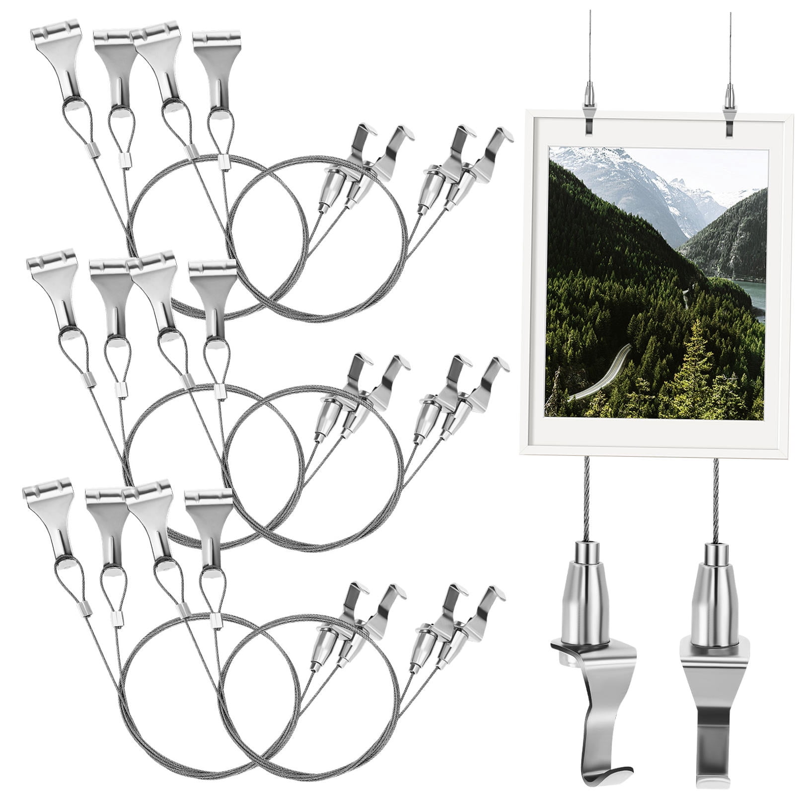 SEWCHICS Picture Hangers Hanging Hooks Stainless Steel 8 Sets 38.6x1x0.8in