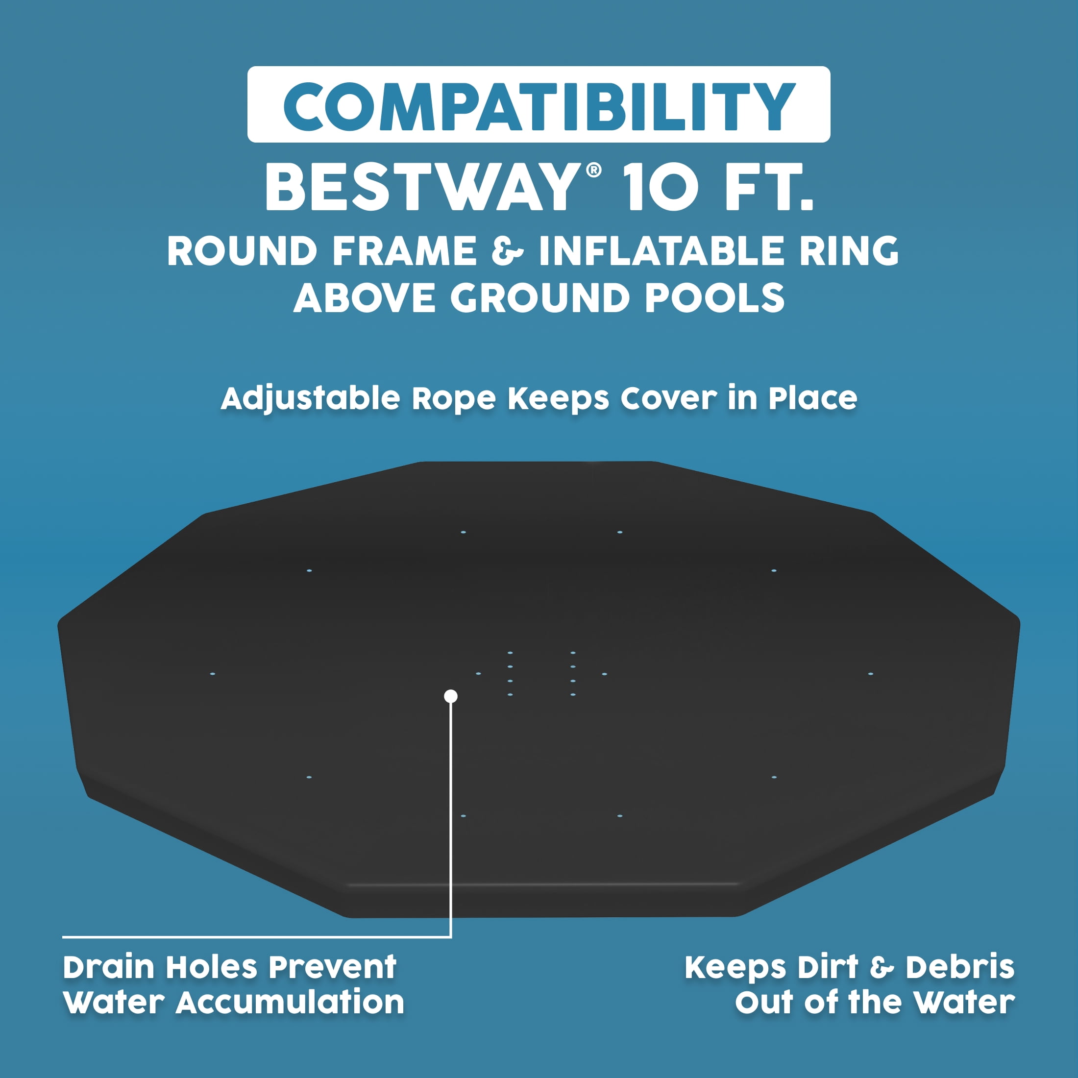 Bestway Pool Cover for 10' Round Above-Ground Swimming Pools – Protection from Debris
