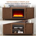 thumbnail image 7 of Weselon 63" Fireplace TV Stand , Wood Entertainment Center with Storage and Shelves, TV Console Media Cabinet for Living Room, Walnut, 7 of 7