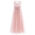 thumbnail image 2 of DPOIS Kids V-neck Tulle Flower Girls Dress Open Back Formal Long Dress, 2 of 7