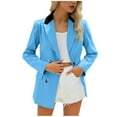 thumbnail image 2 of Sakmal Open Front Blue Blazer Women Plus Size Suit Jacket Work Long Sleeve Womens Blazer with Pockets, 2 of 8