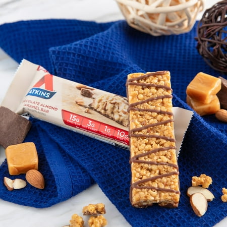 Atkins Protein-Rich Meal Bar, Chocolate Almond Caramel, Keto Friendly, 8 Count
