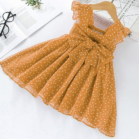 

MyBeauty Dress Wavelet Dot Print Soft Middle Length Girls Lace Cuffs Dress for Daily Life Red 130 cm