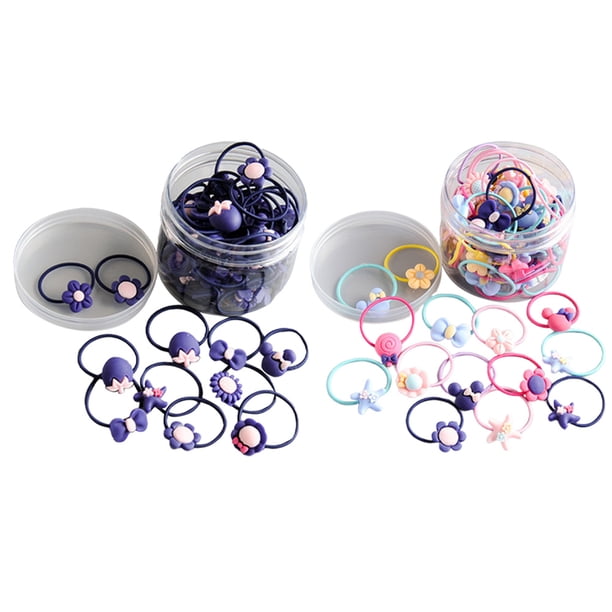 Banda elástica para el cabello de dibujos animados para niñas, cuerda, cola de caballo, fijador de trenzas, accesorios para el cabello para niñas, 40 piezas MFZFUKR BST3008114-1