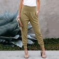 thumbnail image 3 of Ploknplq Fall Clothes for Women 2023 Women's Pants Solid Color Women's High-Waisted Cropped Trousers with Split Ends Dress Pants Women Khaki L, 3 of 3