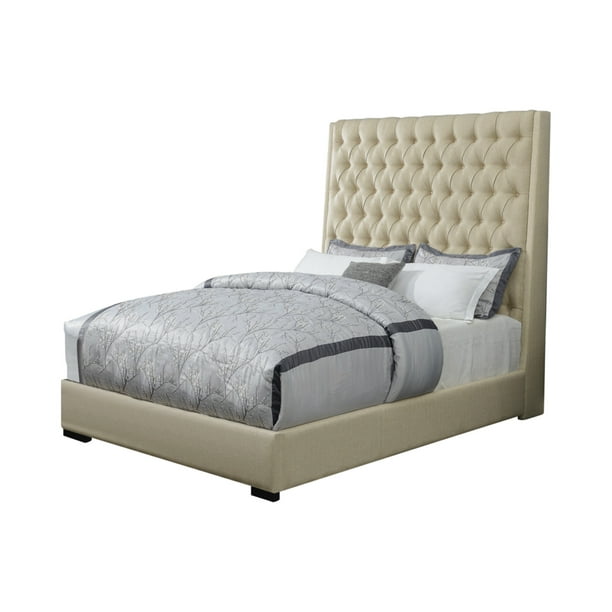 On Tufted Headboard Beige, Tall Cal King Bed Frame