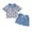 Blue, variant on HUANBAI Boy Baseball Style Full Print Shirt Top + Shorts Suit 0-6 Months